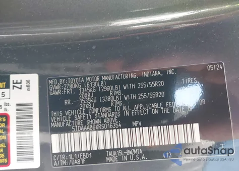 2024 Lexus Tx 350 Premium z USA, uszkodzony, nr VIN 5TDAAAB6XRS016354